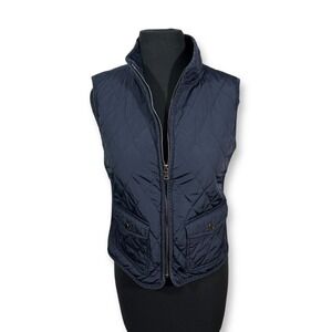EUC Talbots Quilted Puffer Vest Pockets‎ Full Zip Sleeveless Womens Small Petite
